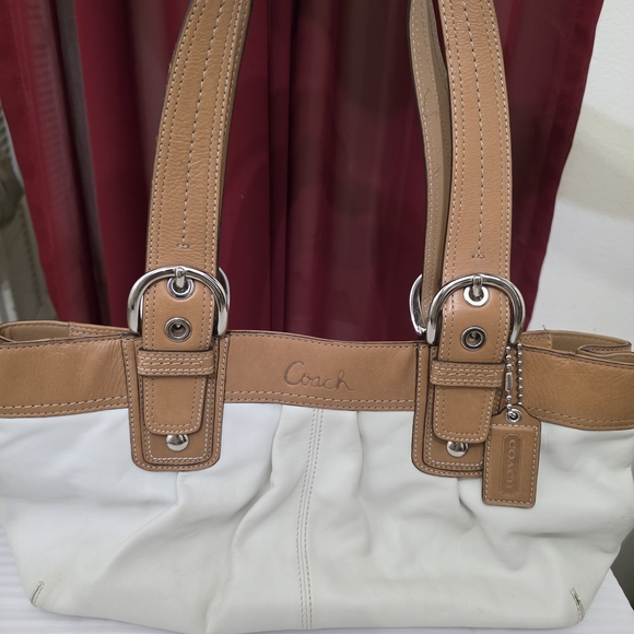 Coach F13732 Cream Leather Tote Shoulder Bag E1073-F13732 - Picture 2 of 3